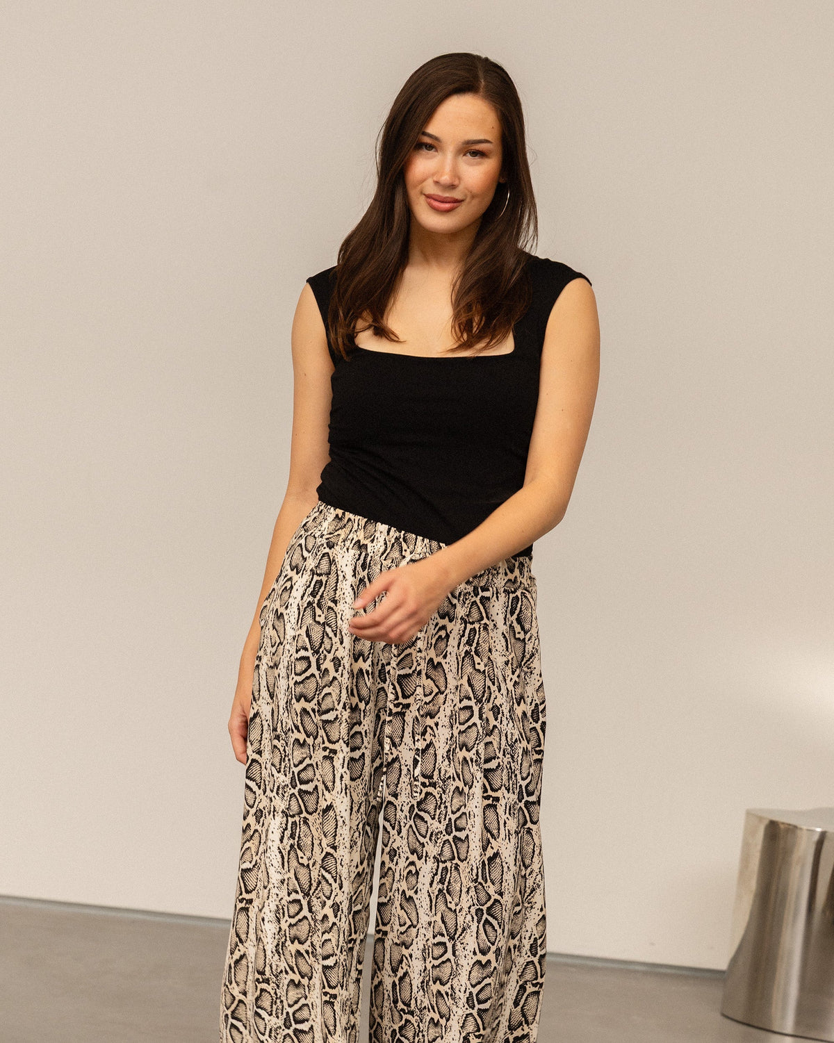 JULIE SNAKE WIDE LEG PANTALON TALL BEIGE