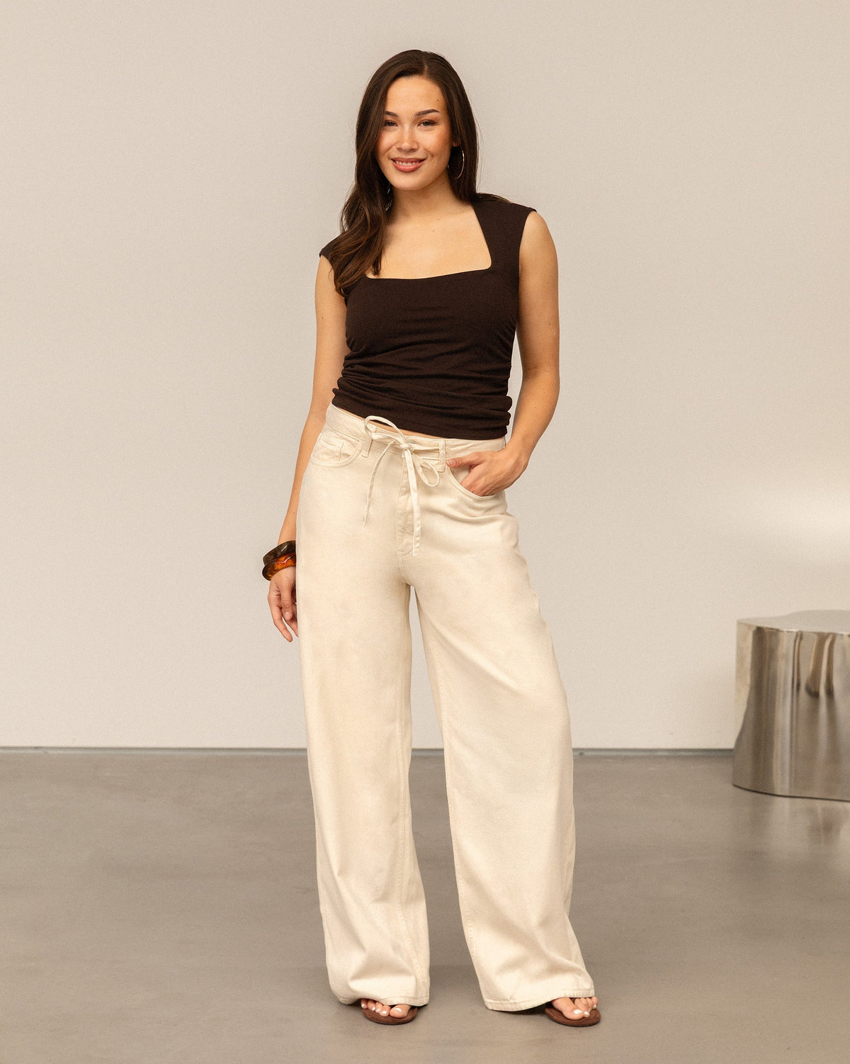 TAMAR CAP SLEEVE TOP DONKERBRUIN