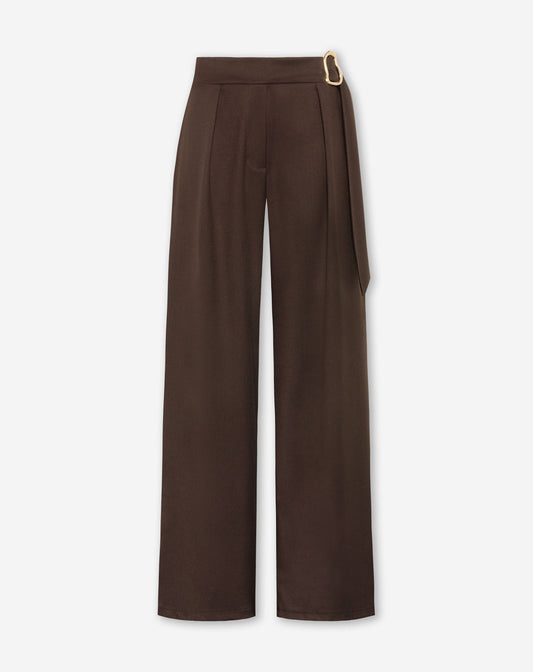 PHOEBE BUCKLE STRAIGHT LEG PANTALON BRUIN