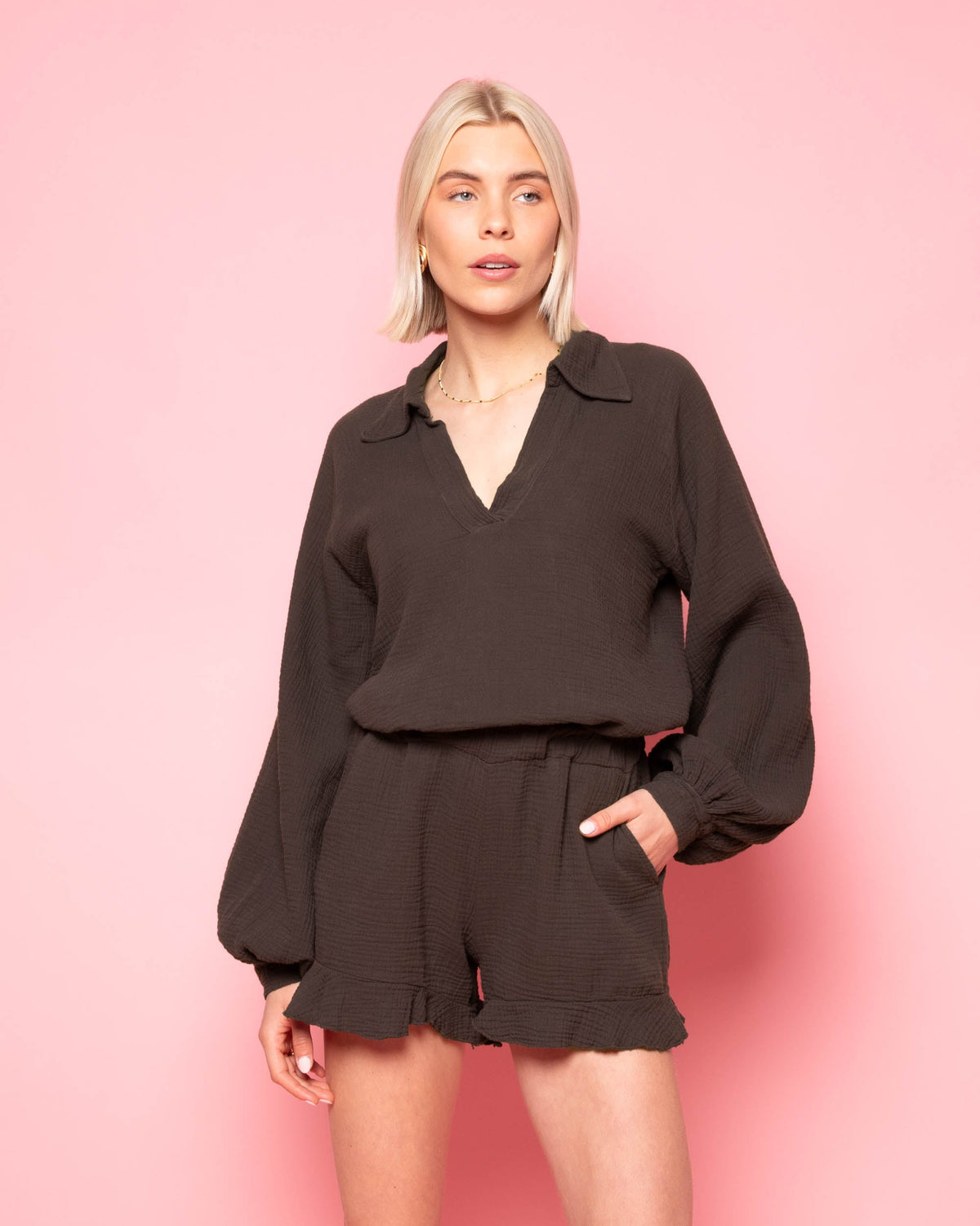 MOUSSELINE BLOUSE BRUIN