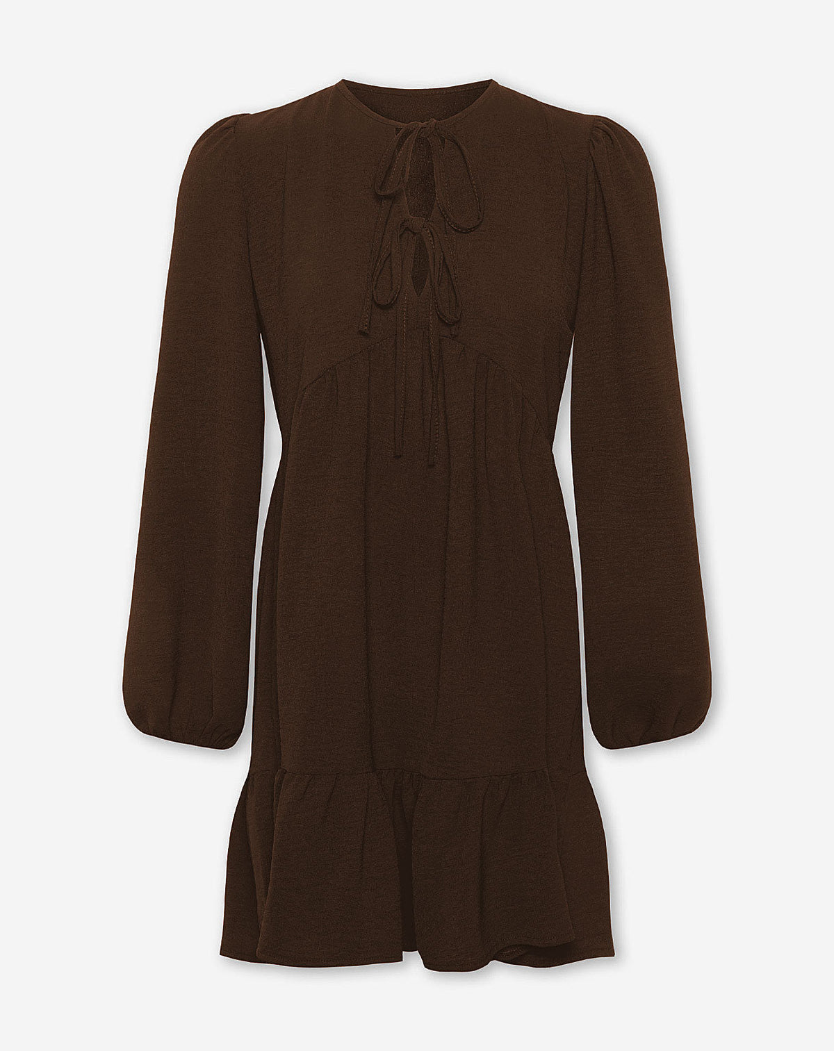 JULIE RUFFLE BOWS DRESS BRUIN