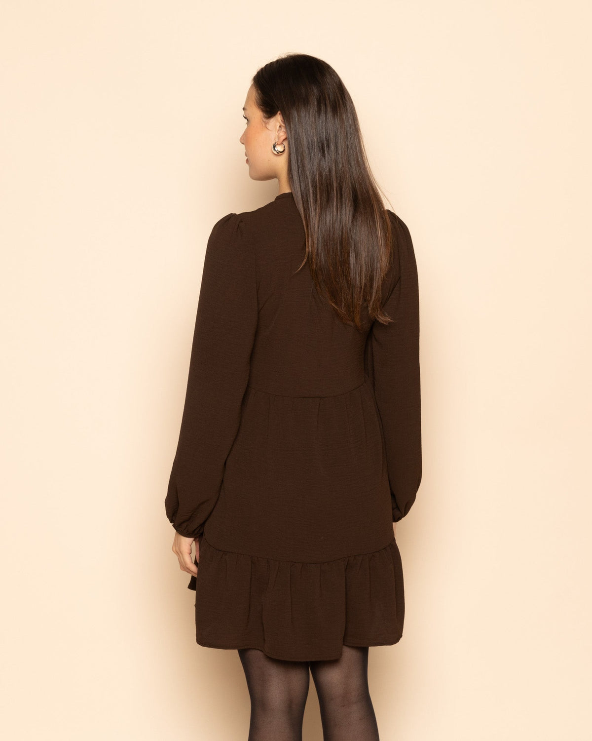 JULIE RUFFLE BOWS DRESS BRUIN
