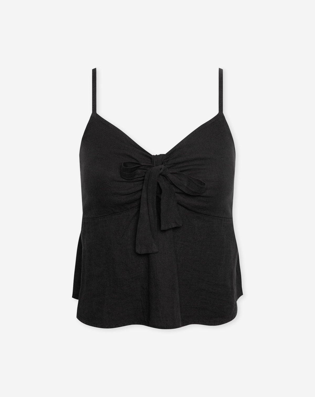 CARMEN LINEN CAMI TOP ZWART