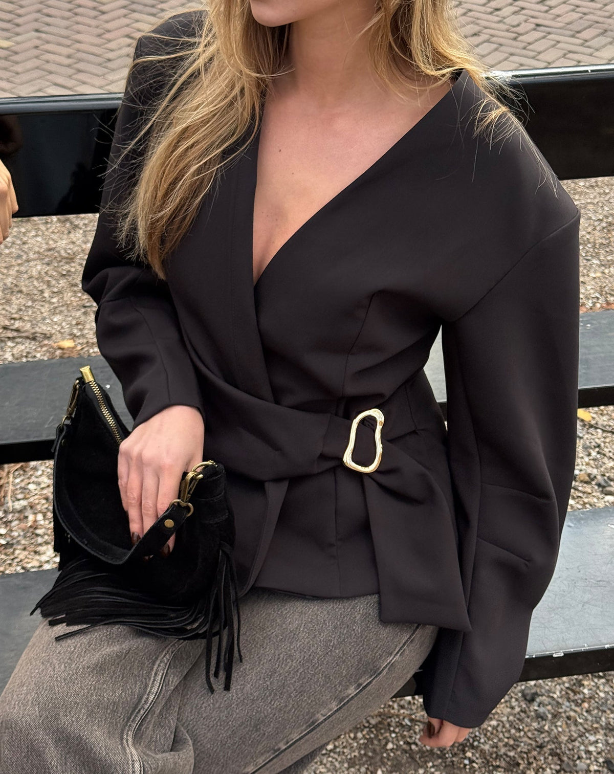 ELLE BUCKLE BLAZER ZWART