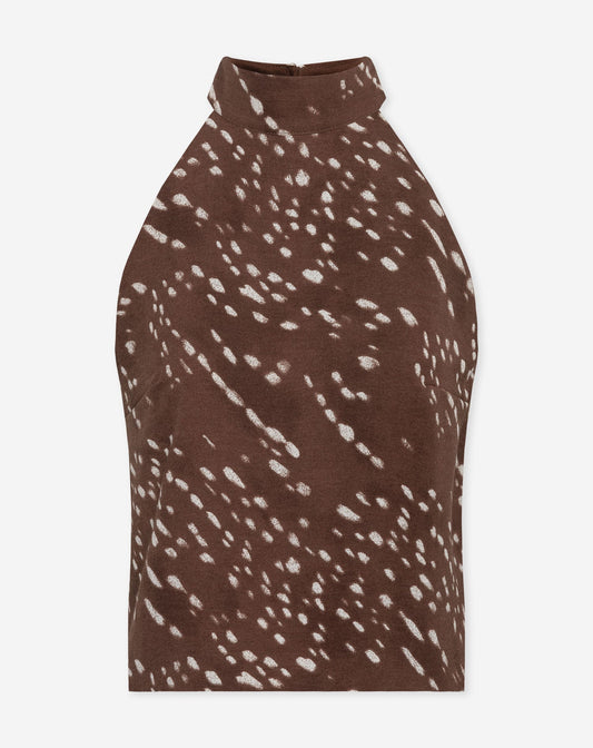 JULIE DEER PRINT HALTER TOP BRUIN