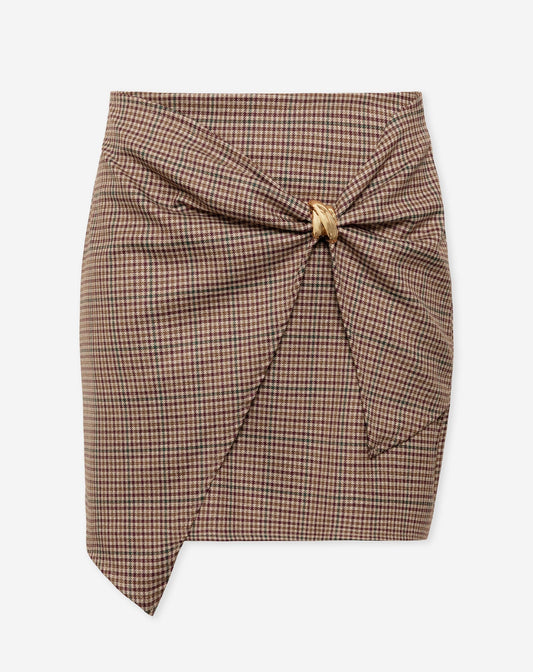 CHECK DETAIL SKIRT BRUIN