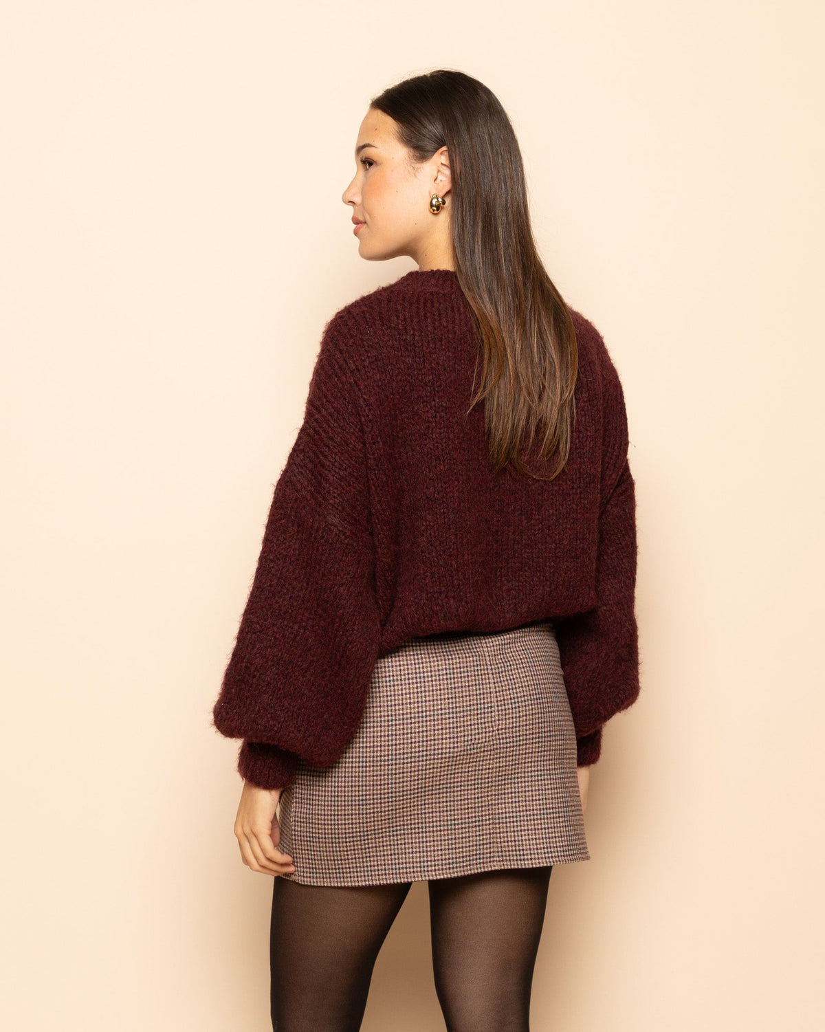 CHECK DETAIL SKIRT BRUIN