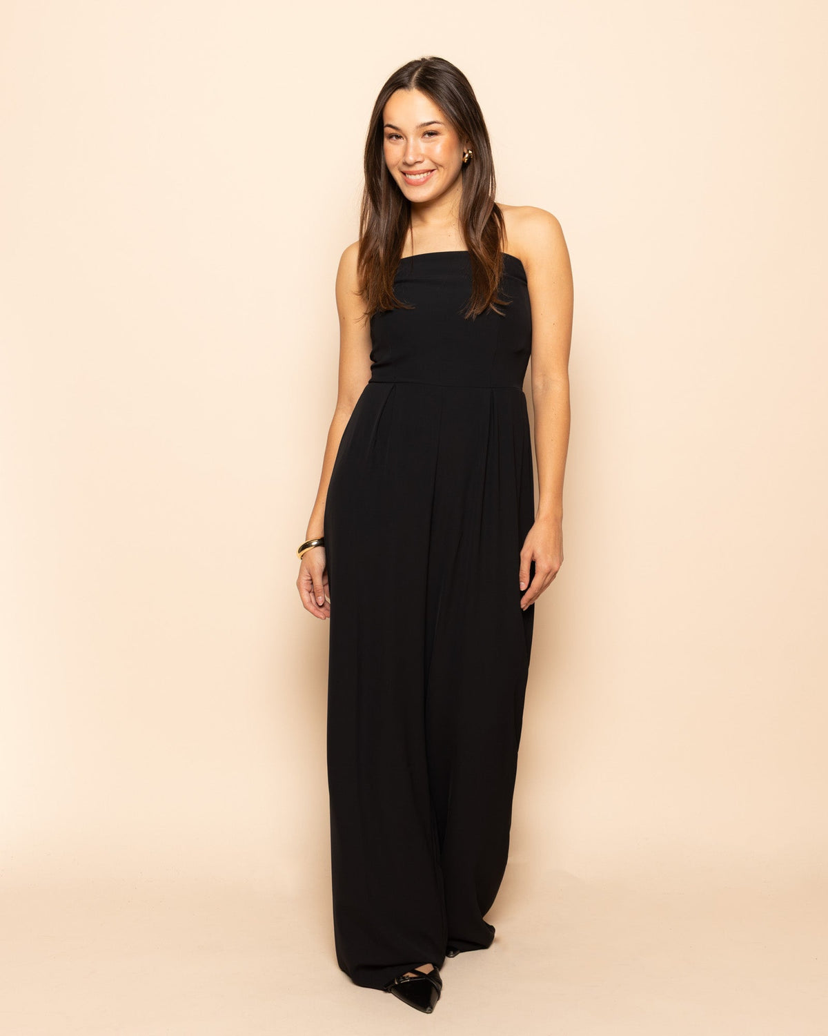 ISA STRAPLESS JUMPSUIT TALL ZWART