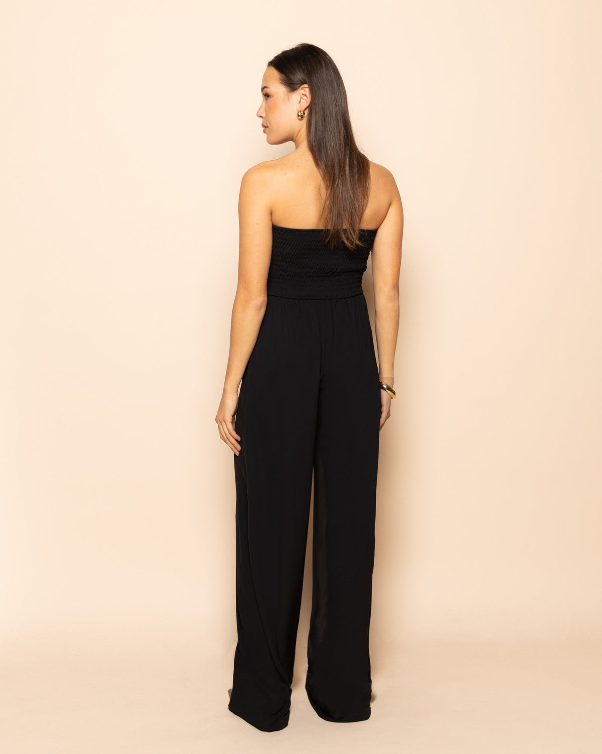 ISA STRAPLESS JUMPSUIT TALL ZWART