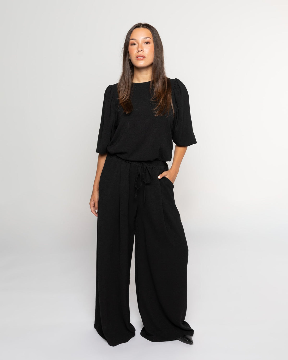 JULIE WIDE LEG PANTALON TALL ZWART