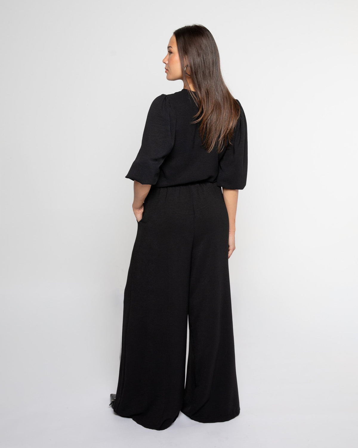 JULIE WIDE LEG PANTALON ZWART