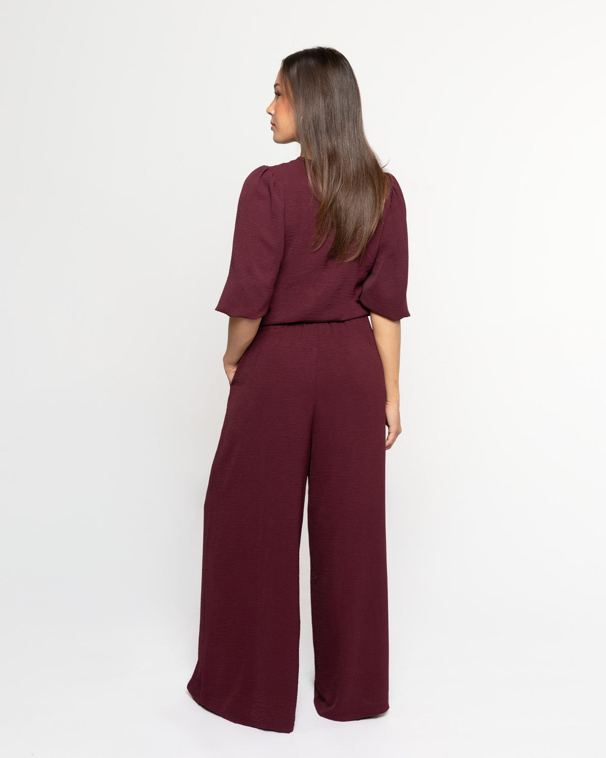JULIE PUFF SLEEVE TOP DONKER BURGUNDY