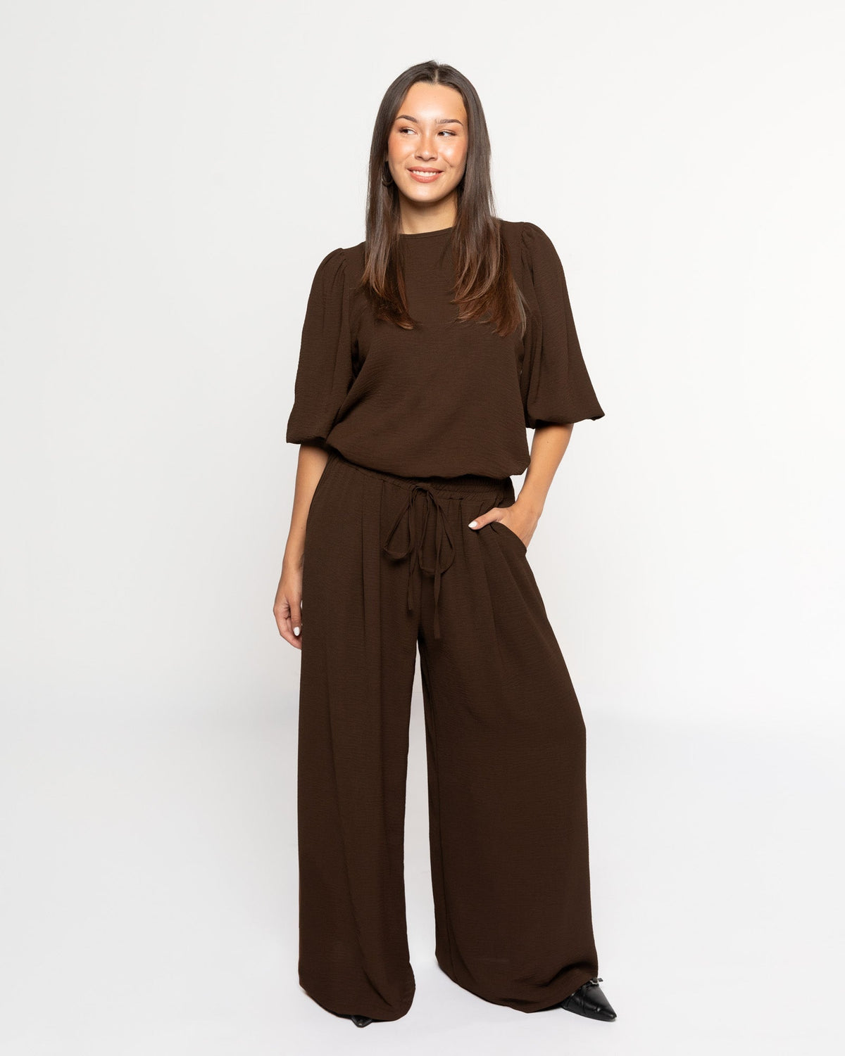 JULIE WIDE LEG PANTALON TALL BRUIN