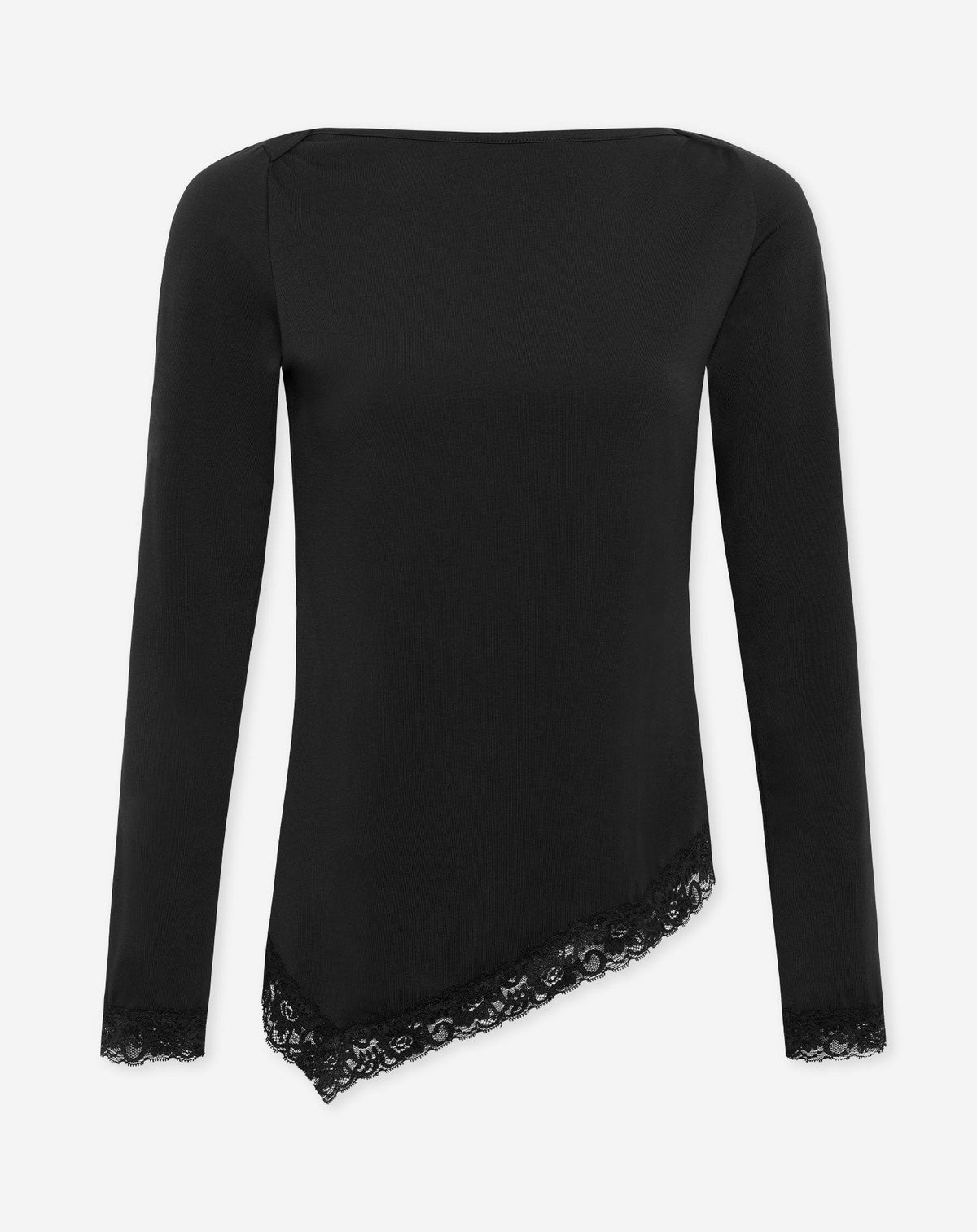 TAMAR ASYMMETRIC LACE TOP ZWART