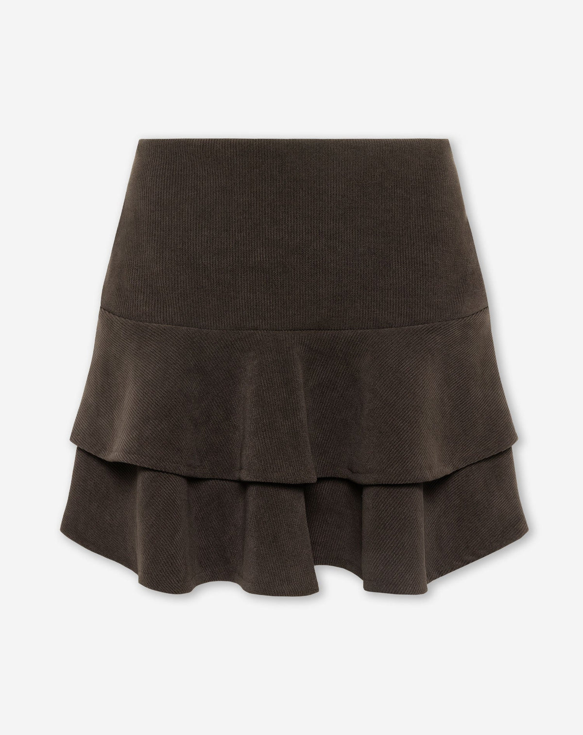 CORDUROY RUFFLE SKIRT BRUIN