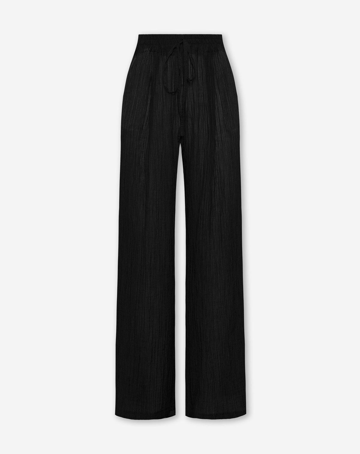 FANCY CHIFFON WIDE LEG PANTS PETITE ZWART