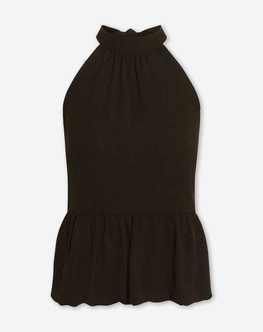 JULIE HALTER BUBBLE HEM TOP CHOCOLADEBRUIN