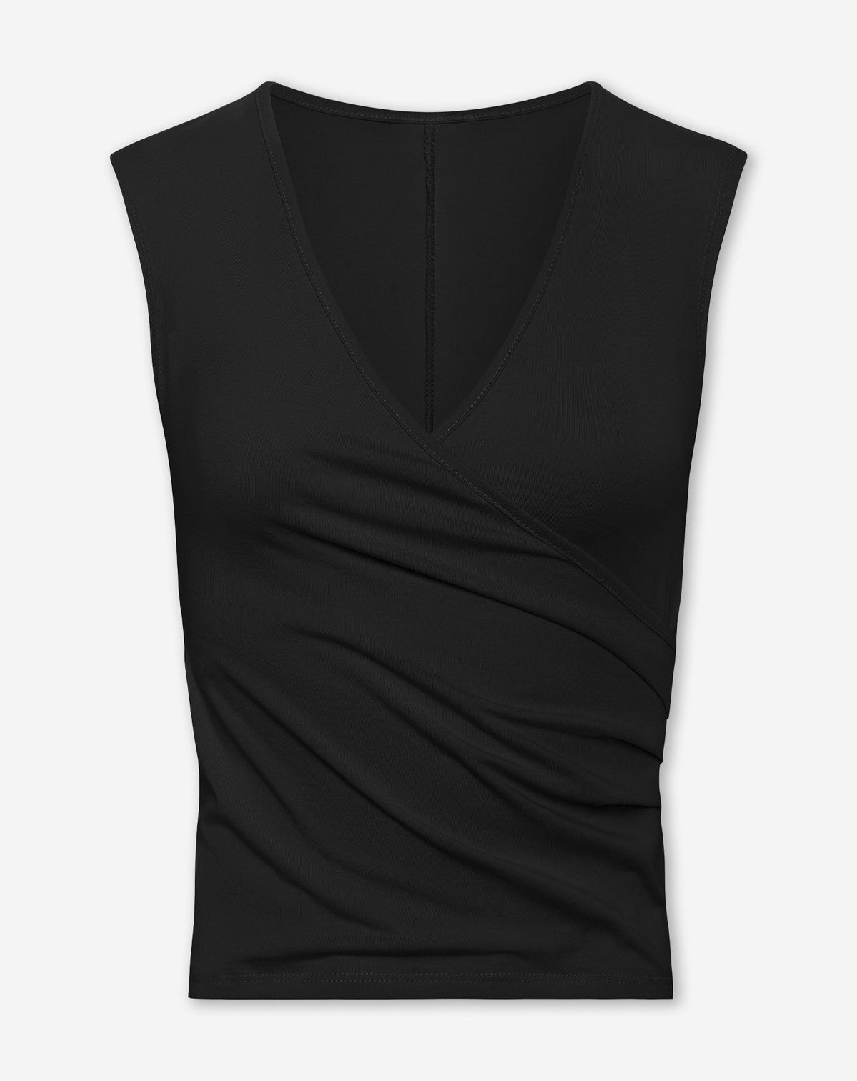 TAMAR WRAP CAP SLEEVE TOP ZWART