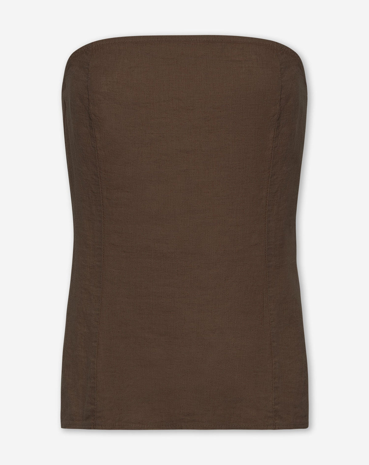 CARMEN LINEN STRAPLESS TOP BRUIN