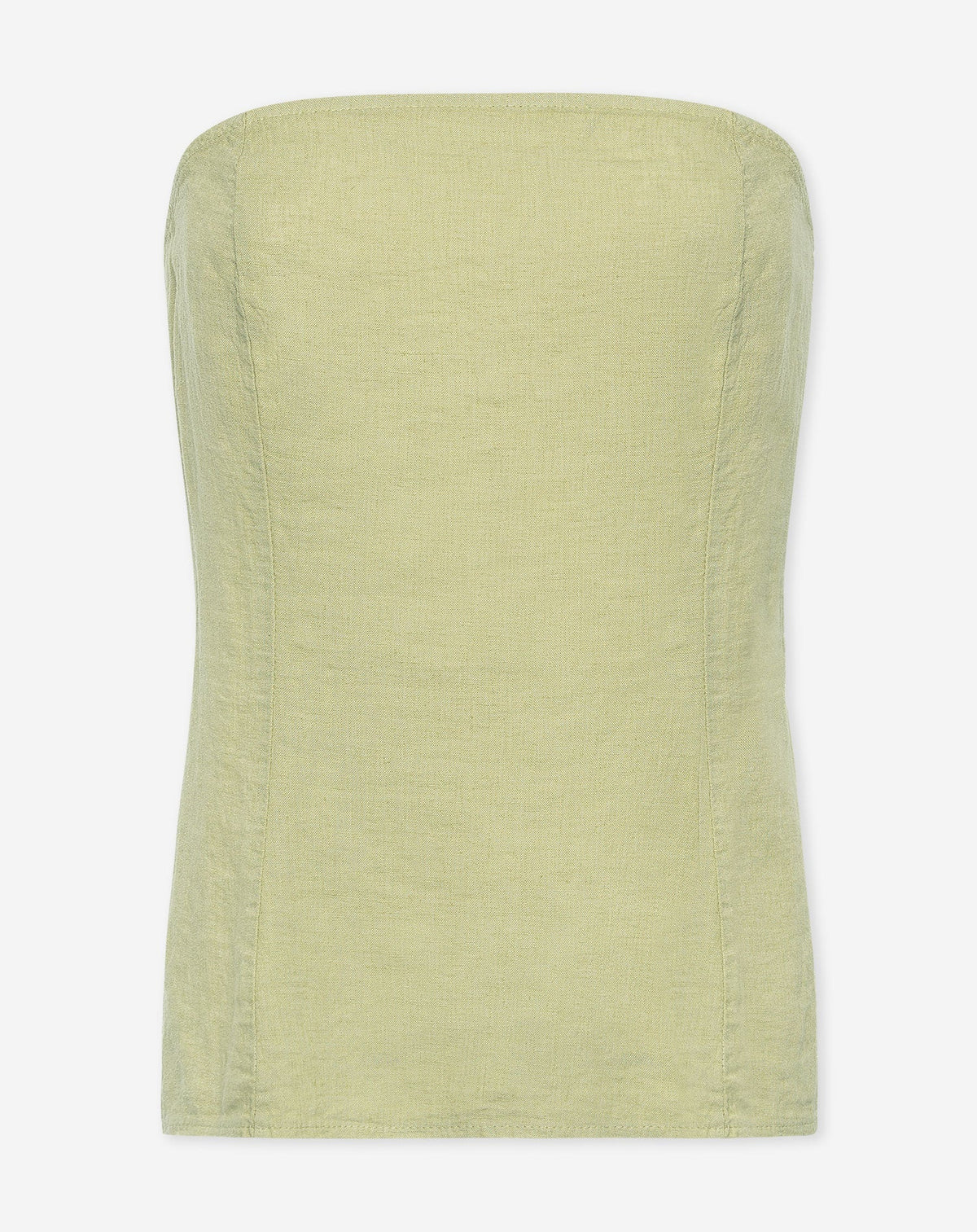 CARMEN LINEN STRAPLESS TOP LICHT OLIJFGROEN