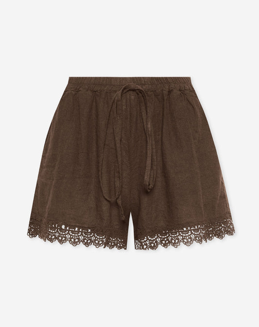 CARMEN LACE LINEN SHORTS BRUIN