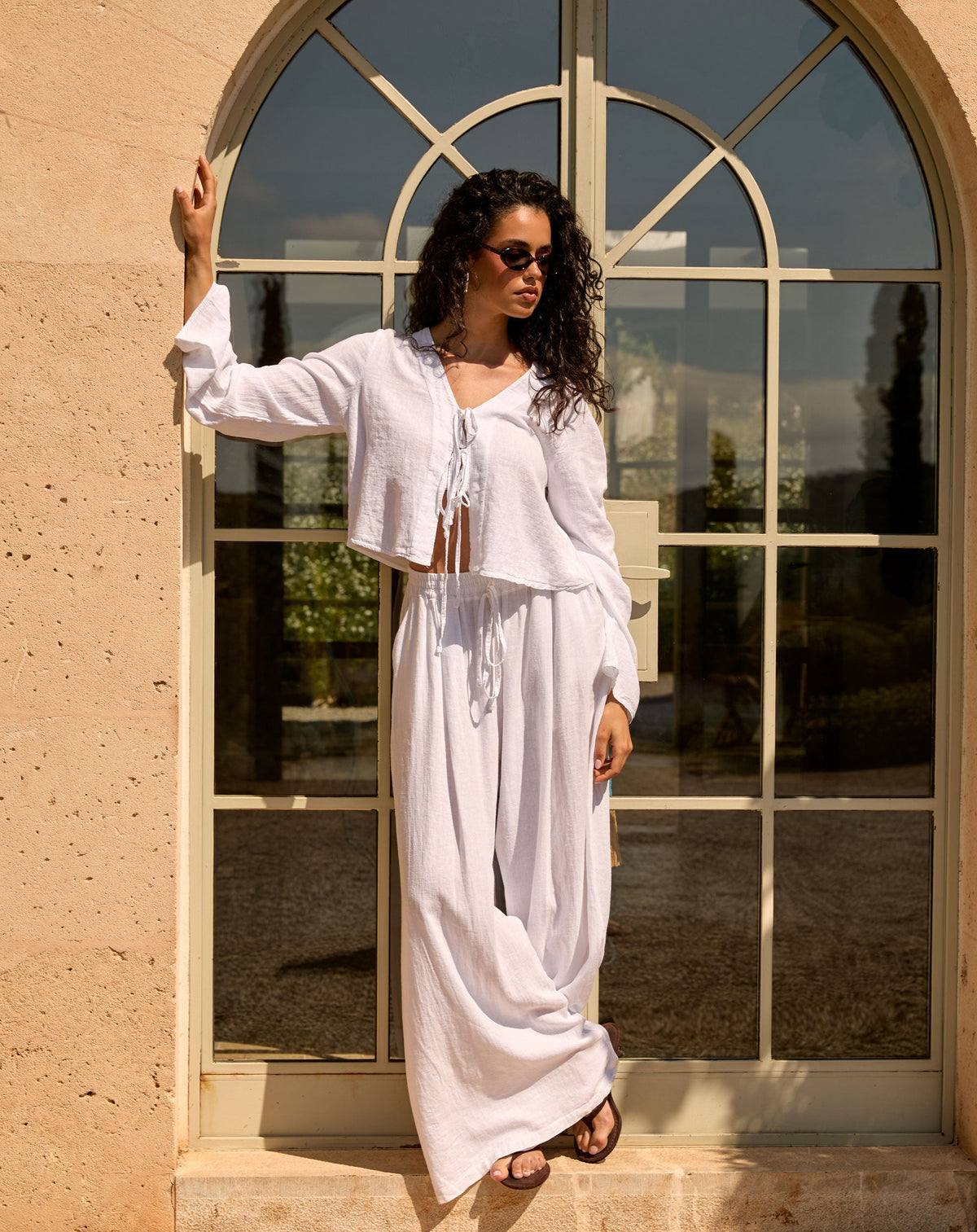 CARMEN LINEN WIDE LEG PANTS PETITE WIT