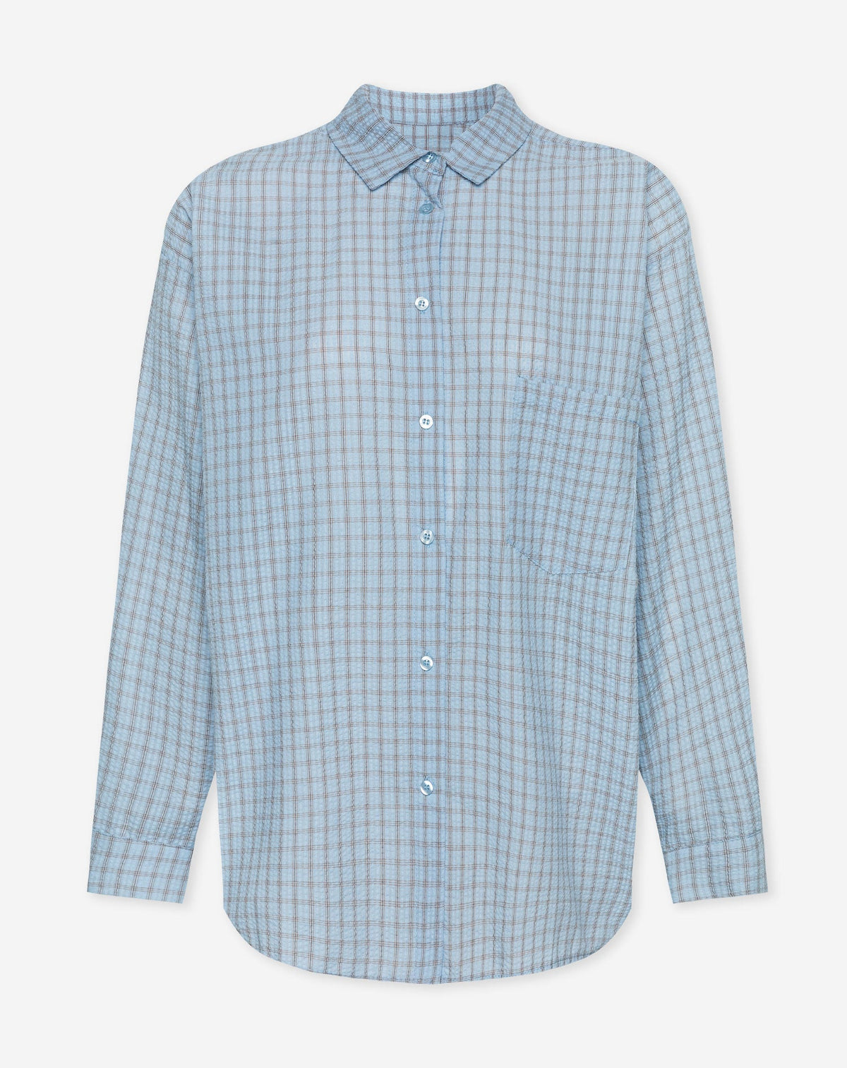 CHECK OVERSIZED BLOUSE LICHTBLAUW
