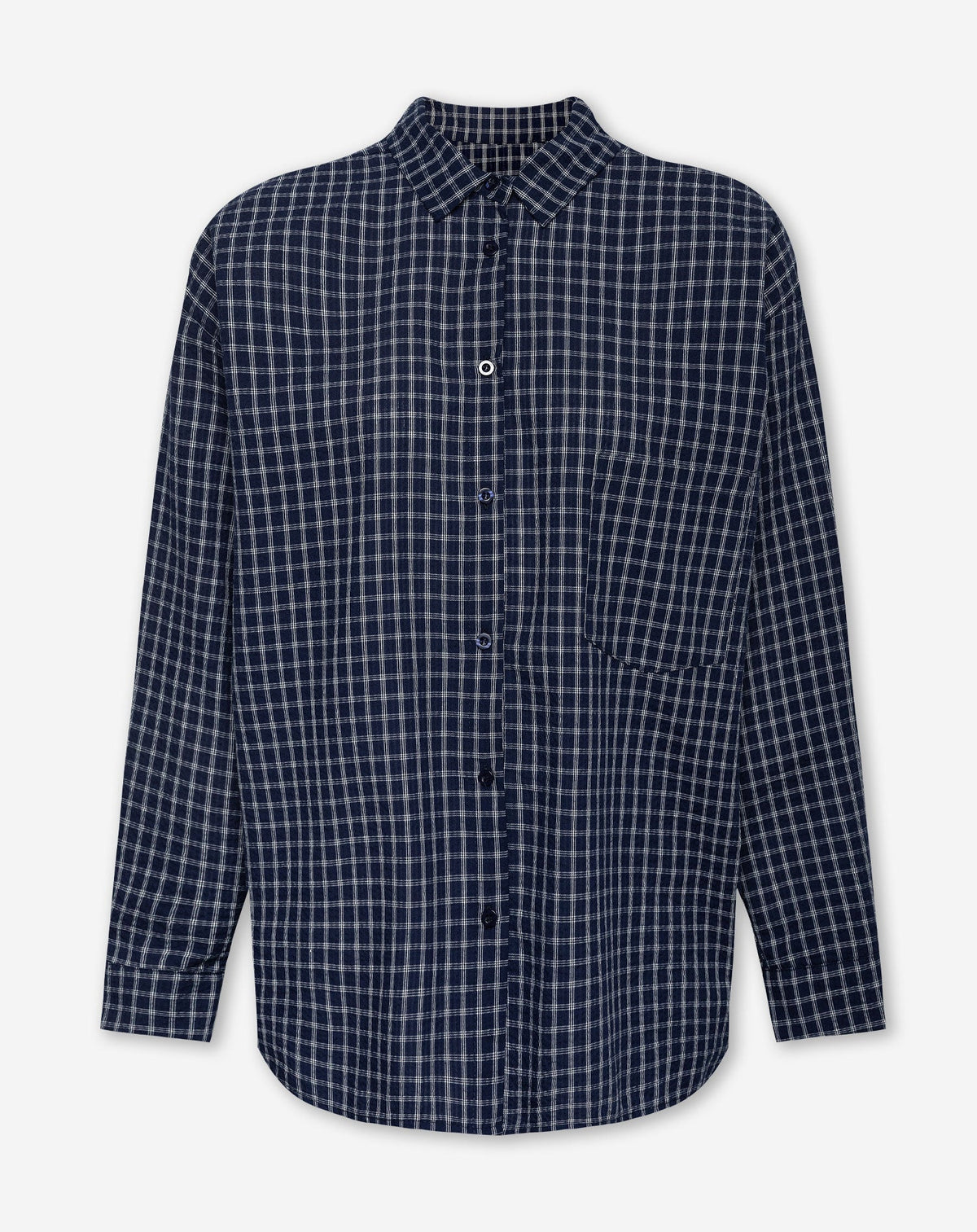 CHECK OVERSIZED BLOUSE MARINEBLAUW