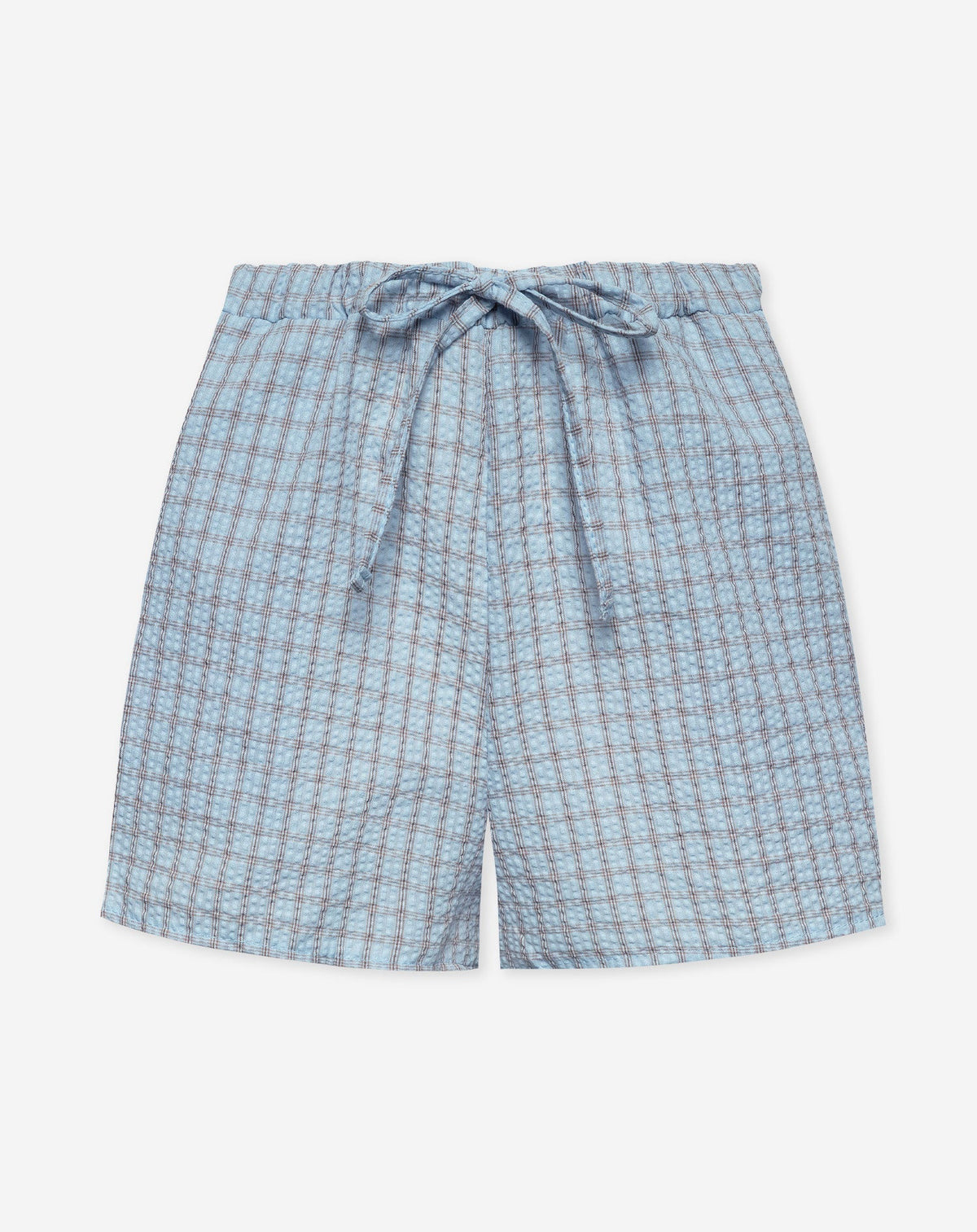 CHECK ELASTIC SHORTS LICHTBLAUW