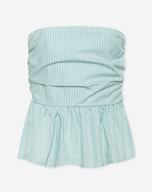 BESSY STRIPE PEPLUM TOP LICHTGROEN