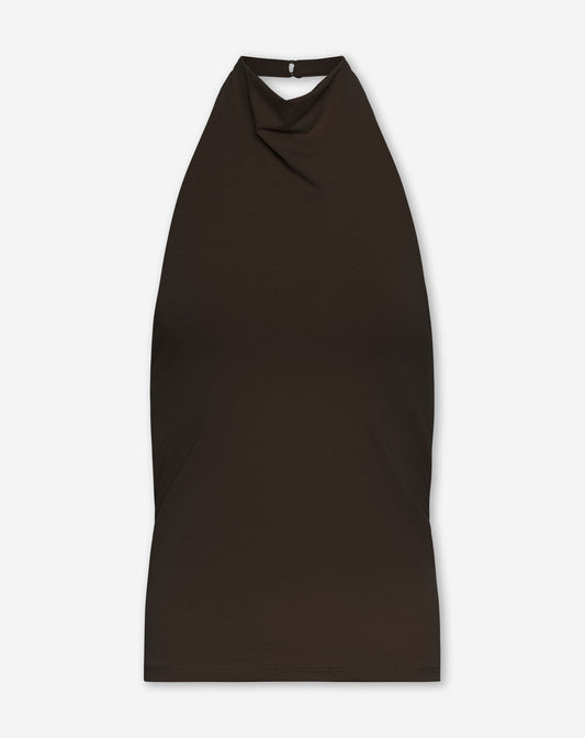 TAMAR DRAPED HALTER TOP DONKERBRUIN