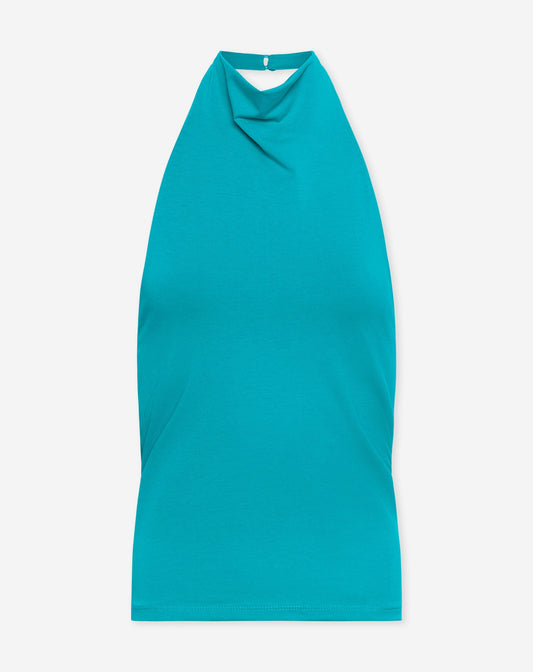 TAMAR DRAPED HALTER TOP TURQUOISE