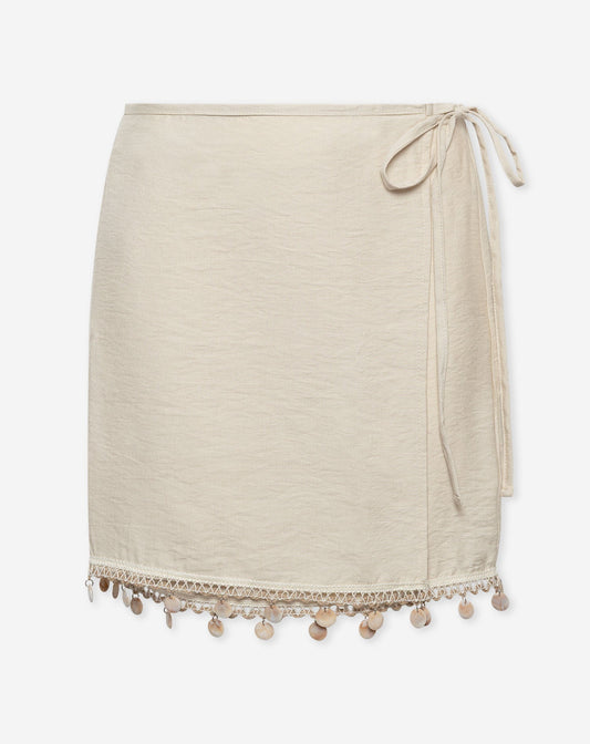 POLLY BEADS WRAP SKIRT BEIGE