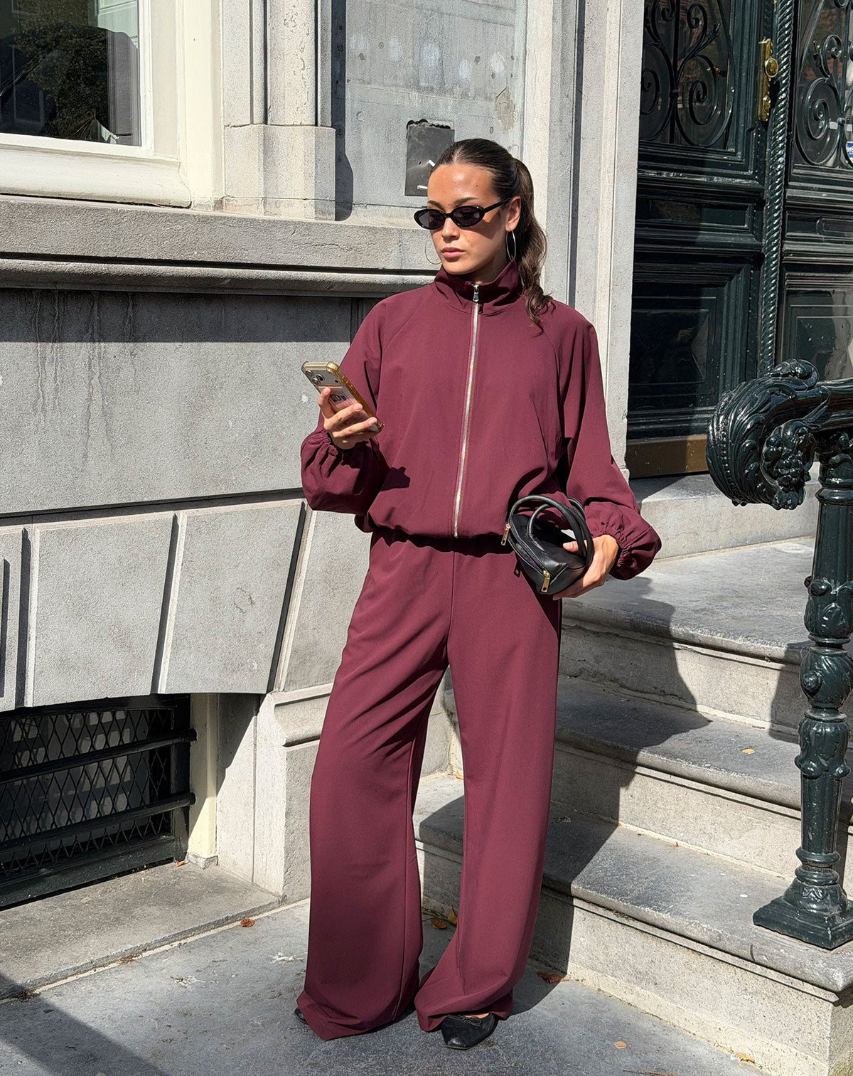 HAILEY TRACK PANTS BURGUNDY