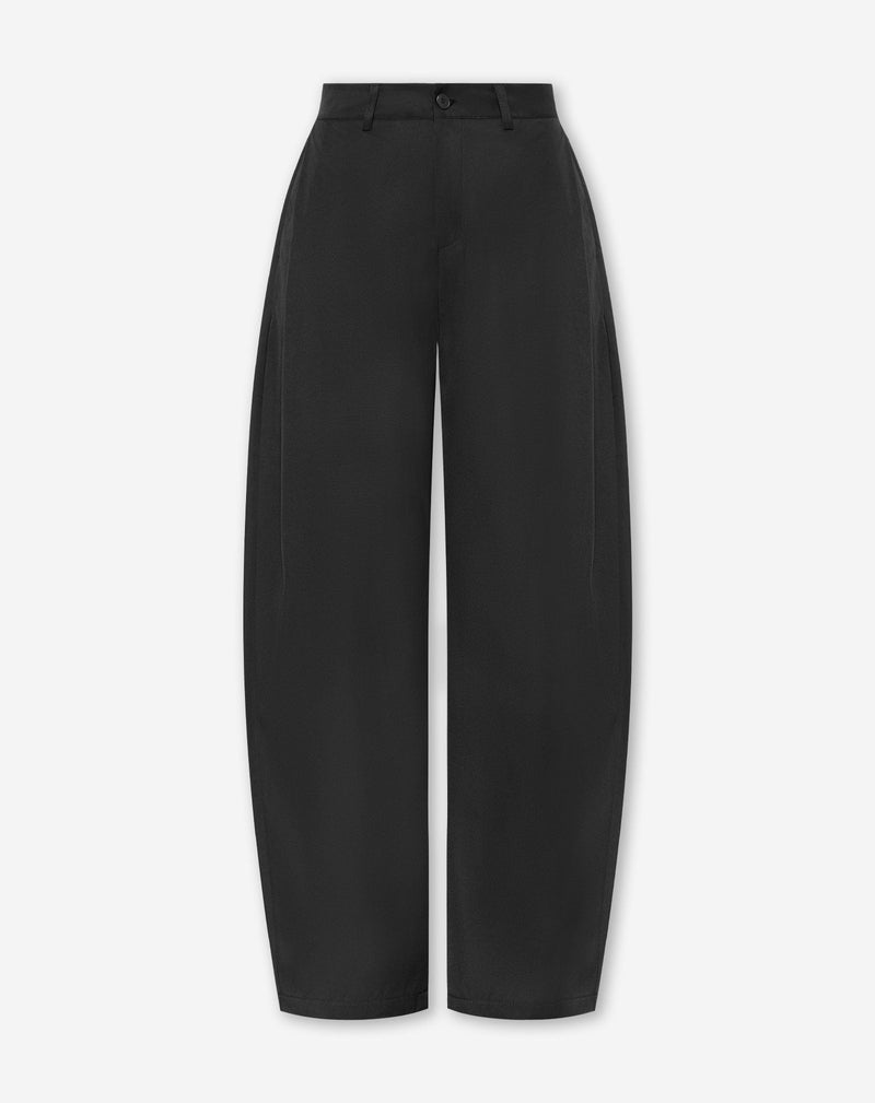 PLEATED BARREL PANTS ZWART
