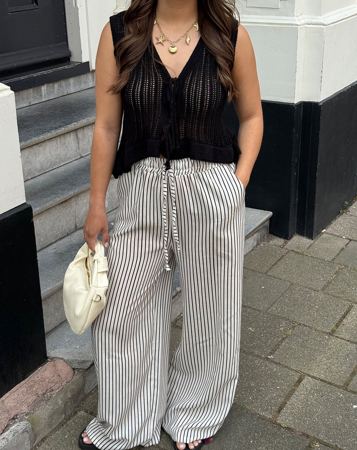 CLARA STRIPE PANTALON ZWART