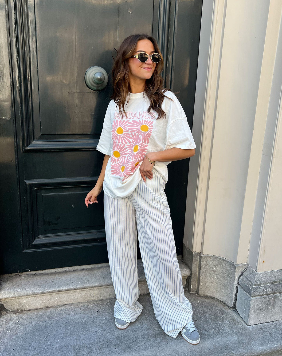 CLARA STRIPE PANTALON PETITE LICHTBLAUW