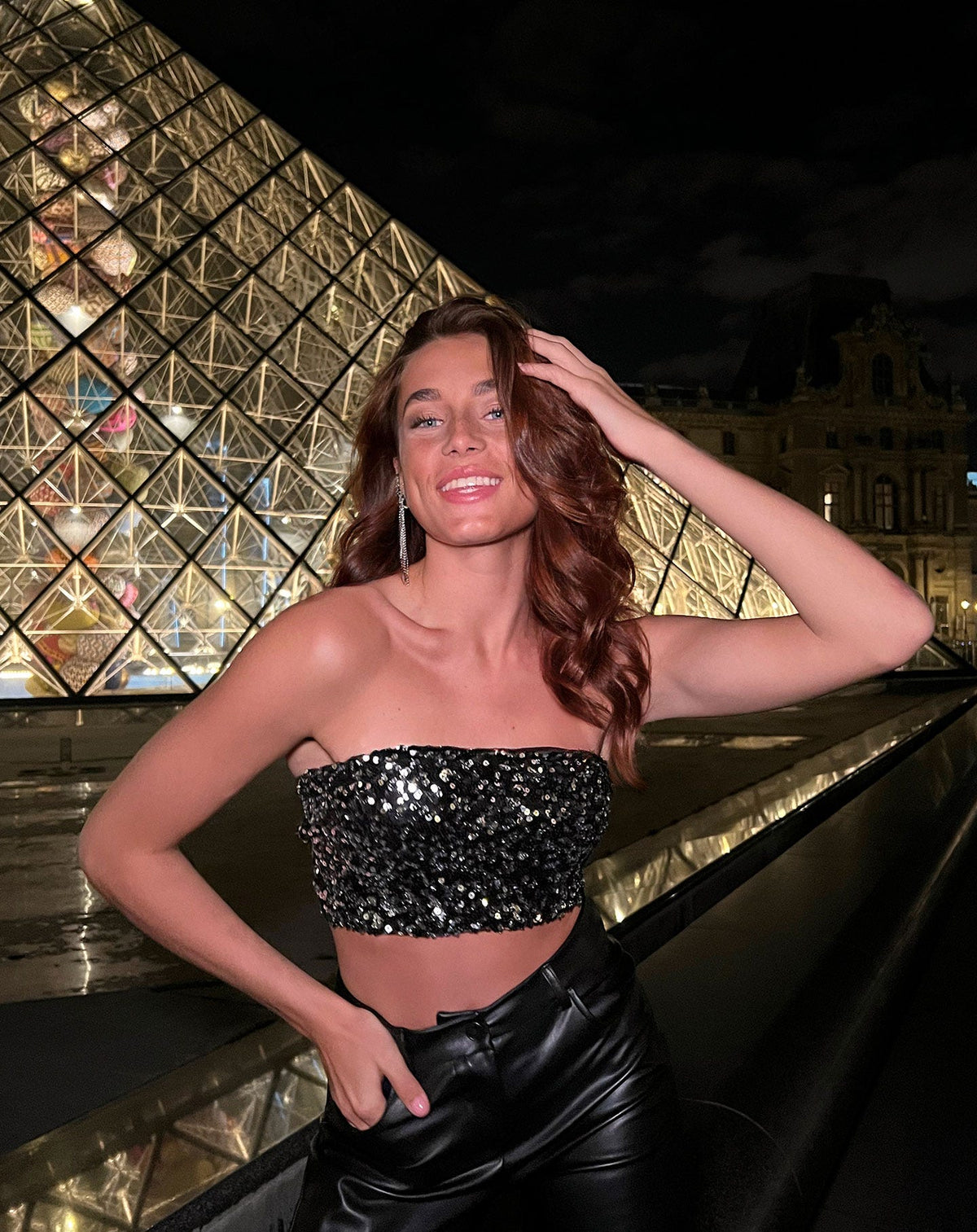 SEQUIN BANDEAU ZWART