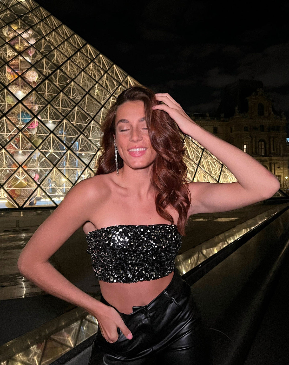 SEQUIN BANDEAU ZWART