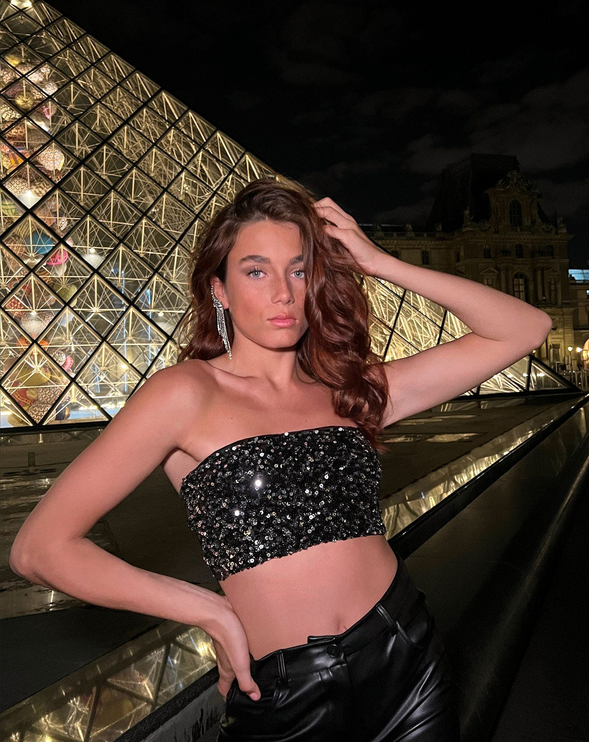 SEQUIN BANDEAU ZWART