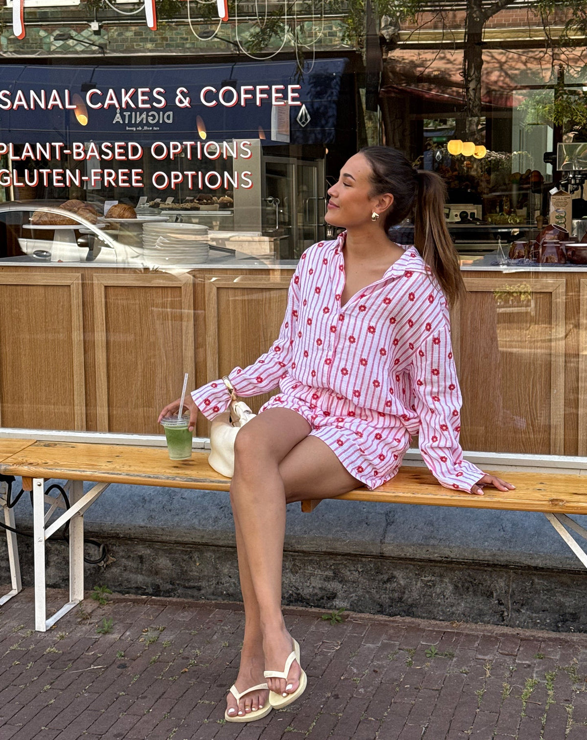 FLOWER STRIPE MOUSSELINE SHORTS ROZE