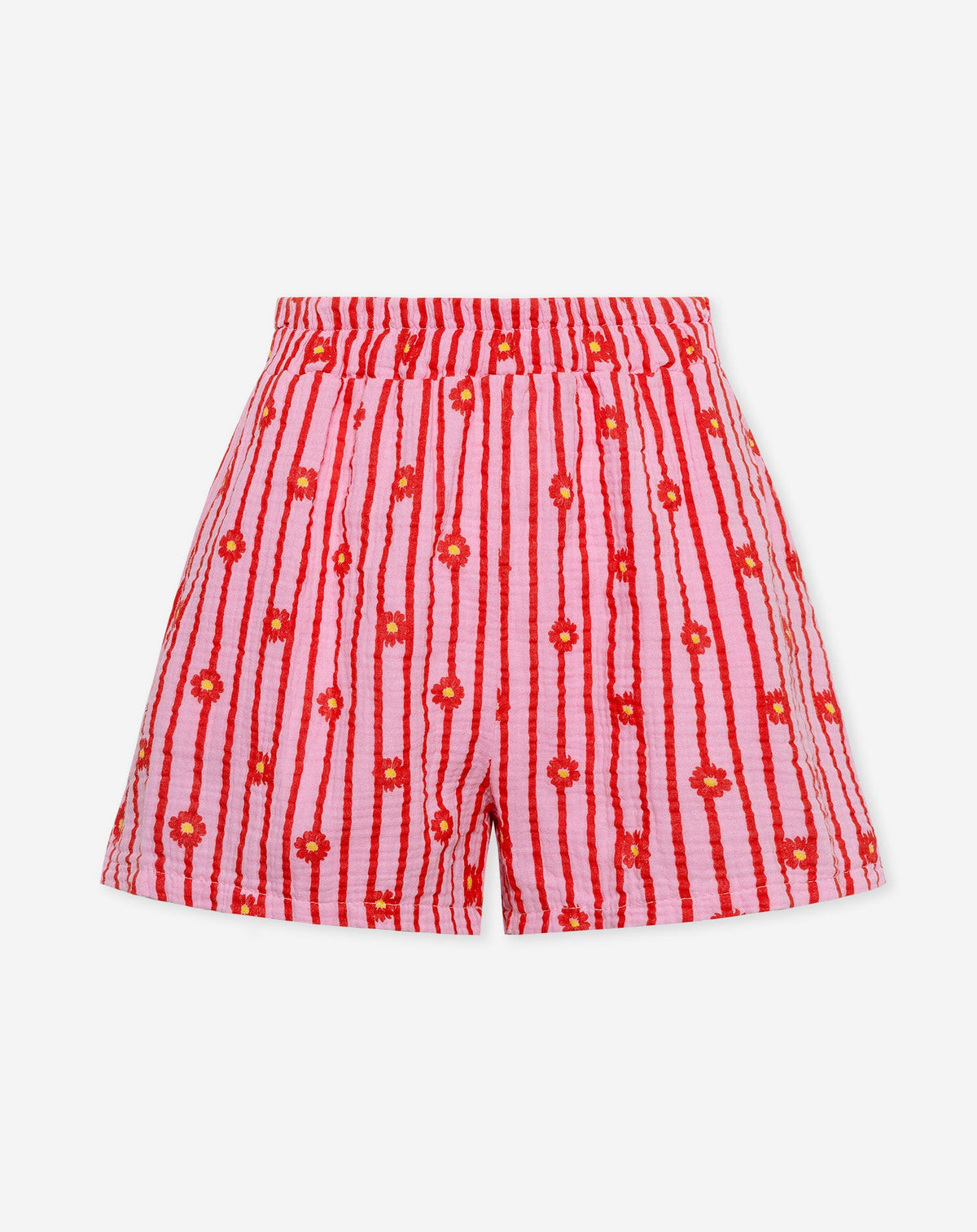 FLOWER STRIPE MOUSSELINE SHORTS ROOD