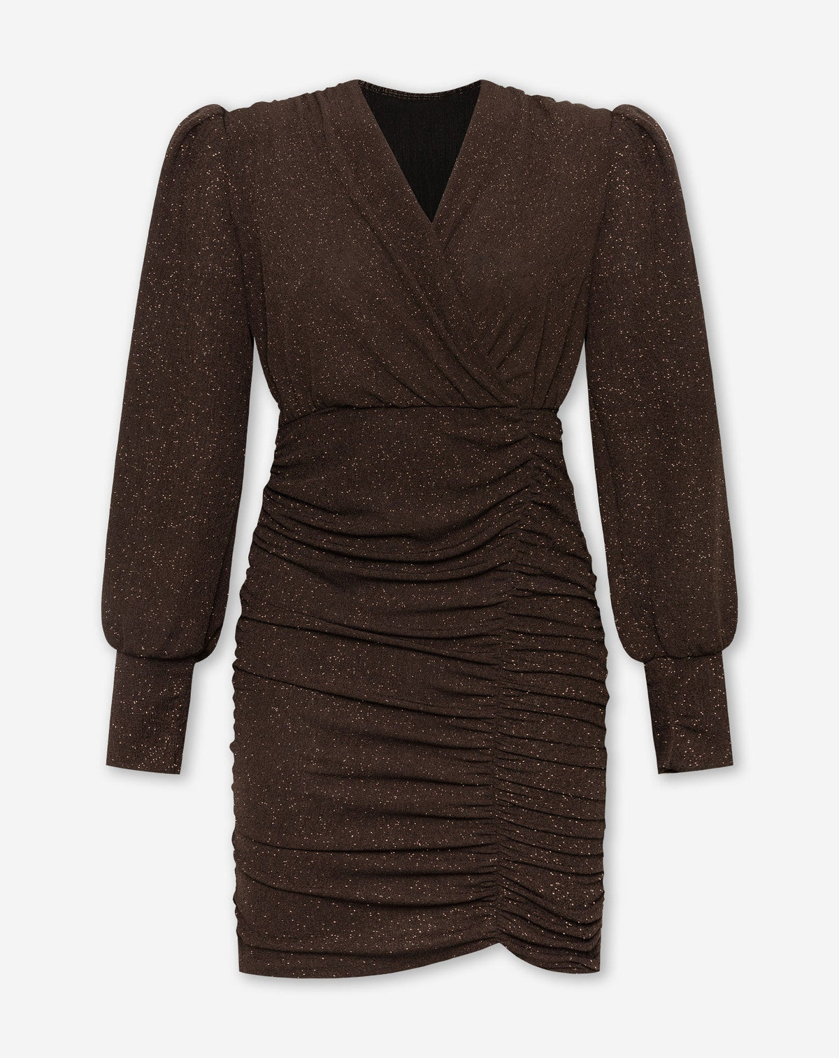 MAE CRINKLE GLITTER DRESS BRUIN