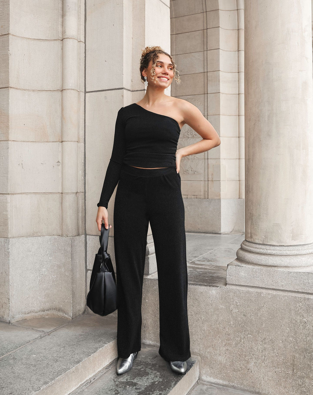JOANY GLITTER PANTALON TALL ZWART