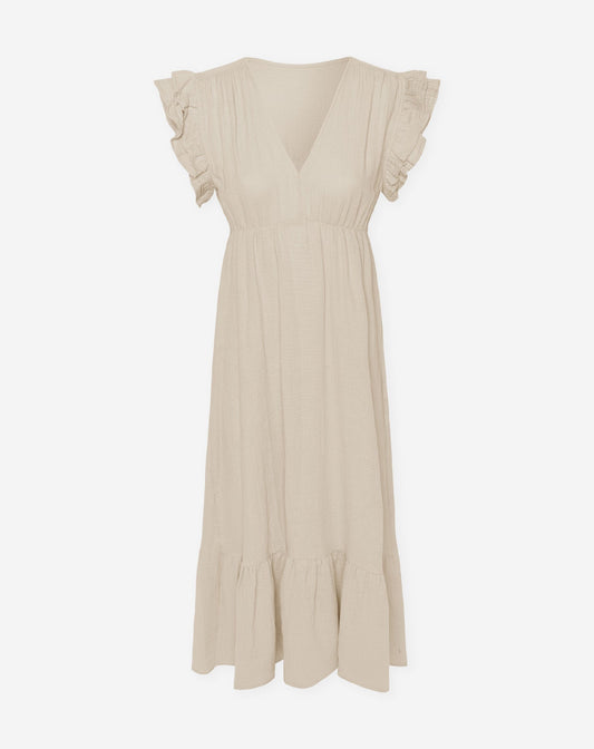 JAZMIN MOUSSELINE MAXI DRESS BEIGE