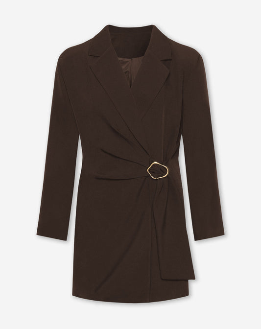 BUCKLE BLAZER DRESS BRUIN