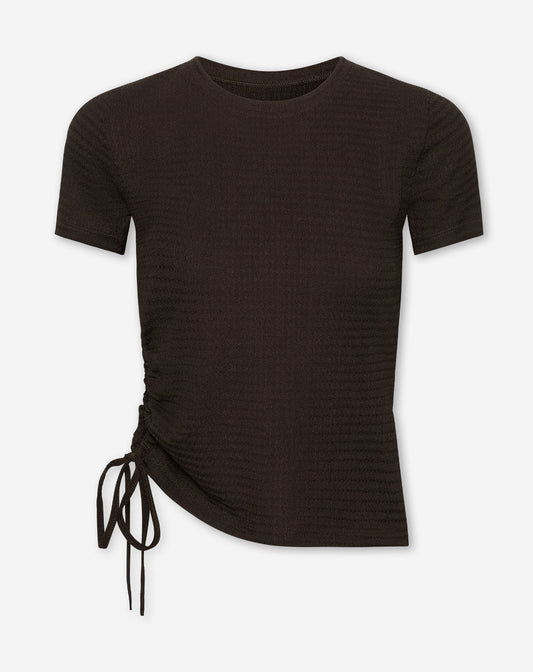 STRUCTURE SHORT SLEEVE TOP DONKERBRUIN