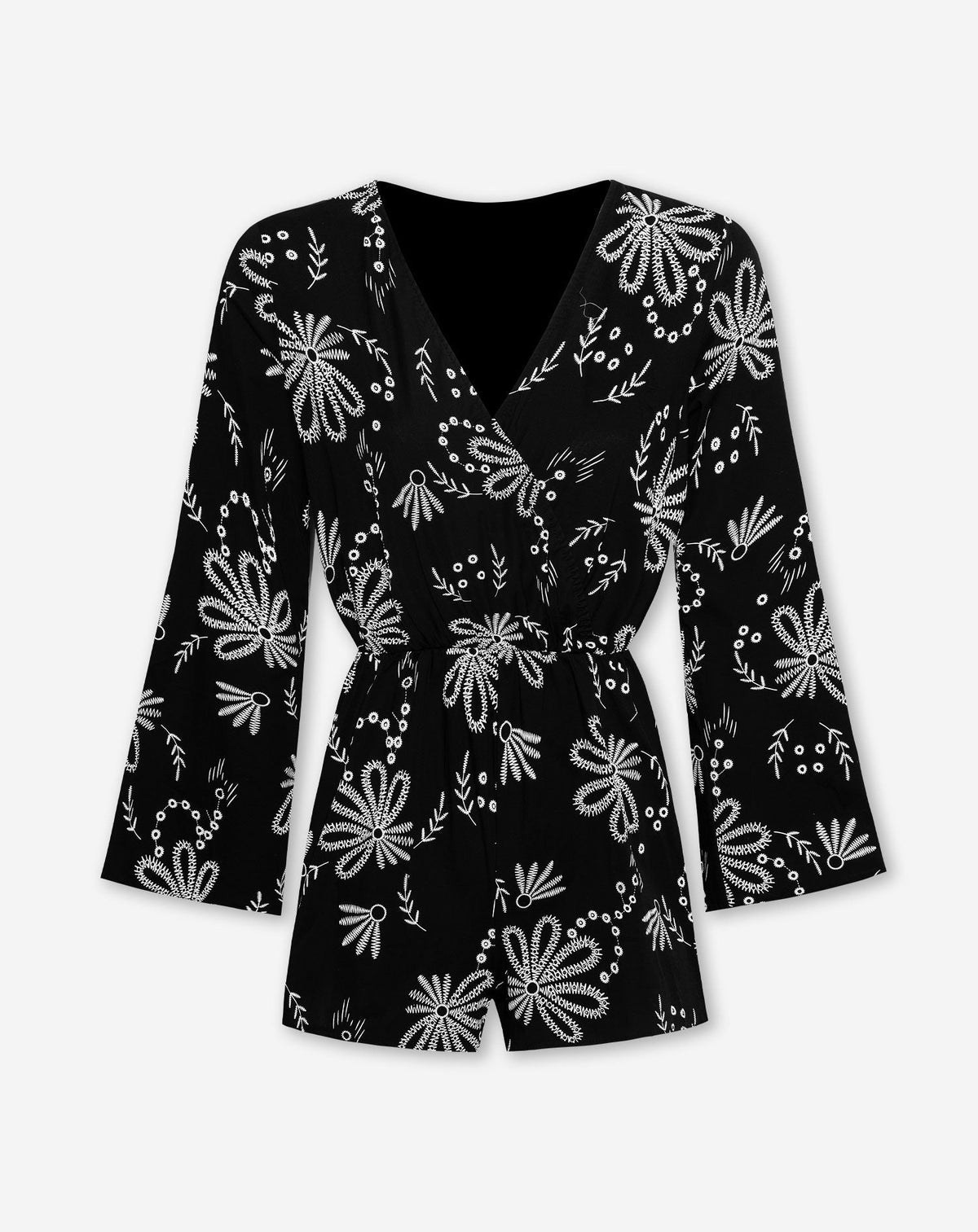 MAYRA FLOWER PLAYSUIT ZWART