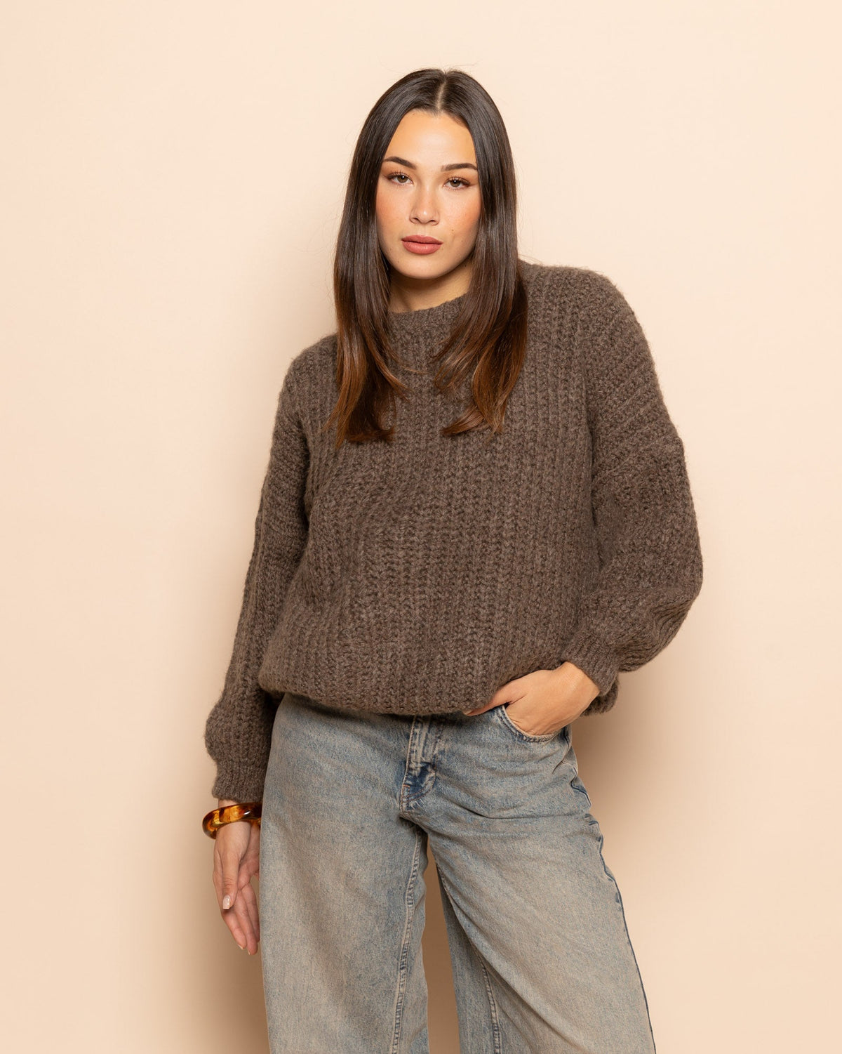 CLEO BOXY KNIT LICHTTAUPE