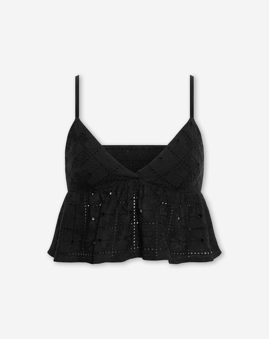 LOREEN BRODERIE CAMI ZWART